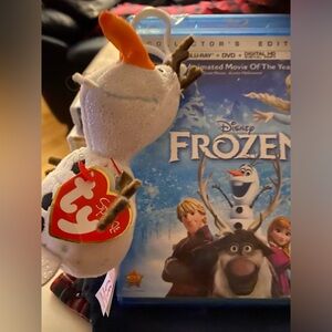 Frozen BluRay DVD with TY Olaf key fob